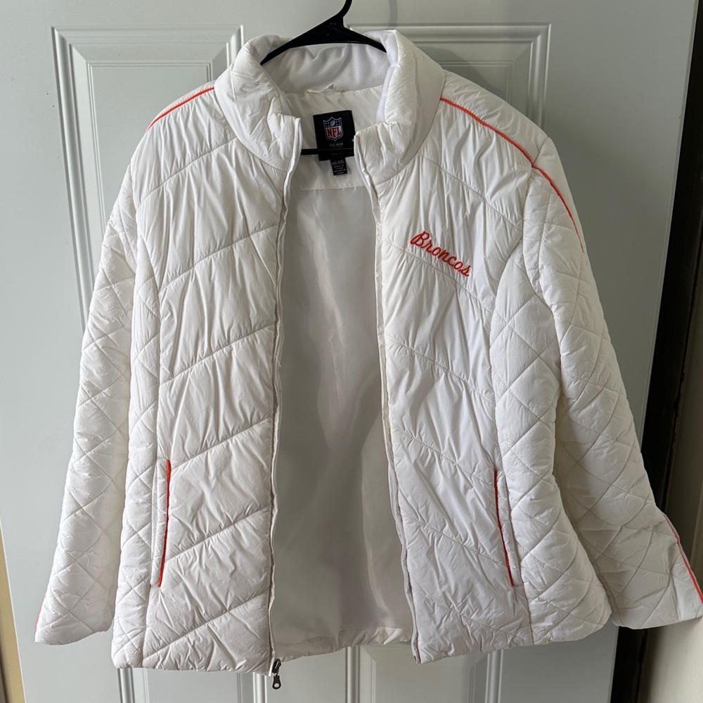 NFL White Puffer Jacket with Red Details